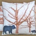 Woodland Pillow Cover, 16 inch Decorative Throw Pillow, Bear and Badger Brown Trees, Sham, Cushion Cover, Pillow Case series M