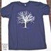 Mens Unisex Large or XL White Tree T Shirt Navy Blue American Apparel