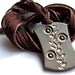 Gold and Brown Ceramic Pendant on Silk Ribbon - ON SALE
