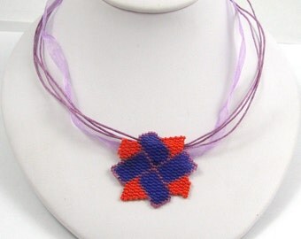 Pinwheel Blossom Peyote Pendant (2552) - A Sand Fibers Creation
