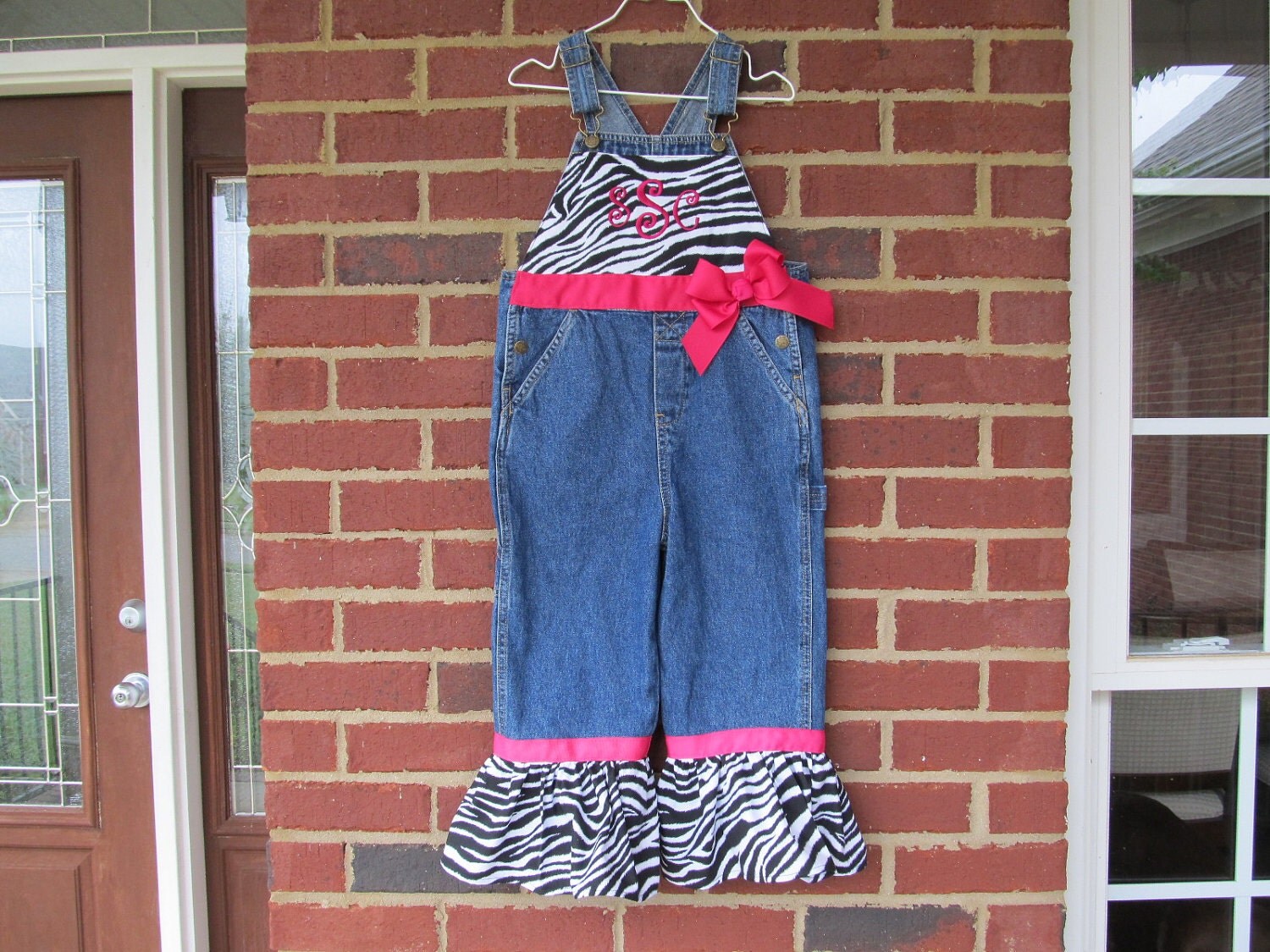 Custom Boutique Zebra Overalls with Monogram or