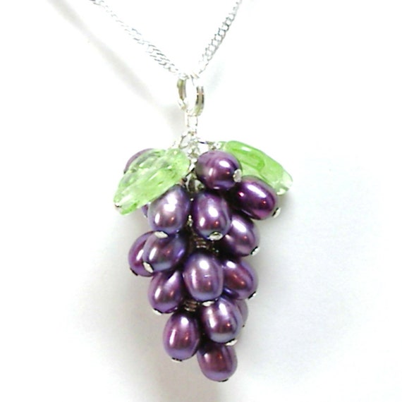 Freshwater Pearl Grape Cluster Pendant by tilleyjewels on Etsy