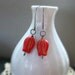 Vintage Red Tulips Handmade Sterling Silver Earrings