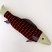 Houndstooth Fish Pillow- red, black and green