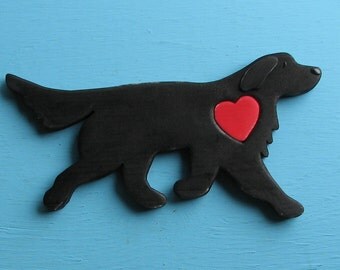 Flat Coat Retriever Rustic Heart Dog