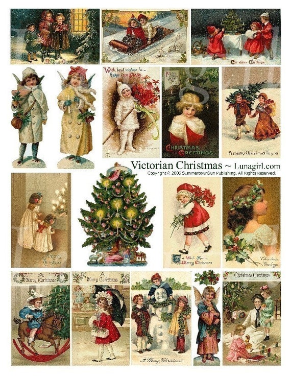 VICTORIAN CHRISTMAS digital collage sheet DOWNLOAD vintage