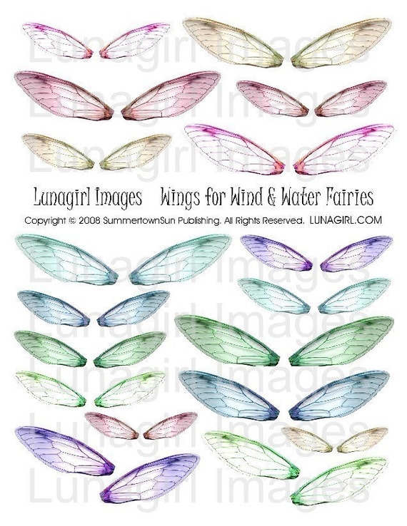 FAIRY WINGS digital collage sheet DOWNLOAD altered art fairies