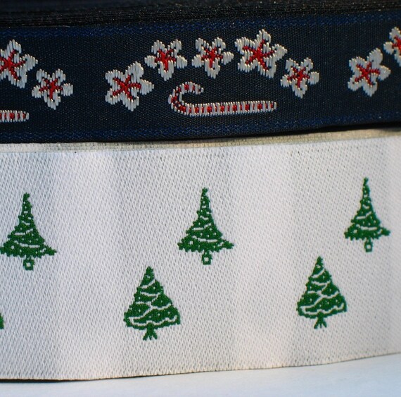 christmas tree and candy cane ribbon sale 4 yards blue green christmas tree and candy cane ribbon sale 4 yards blue green