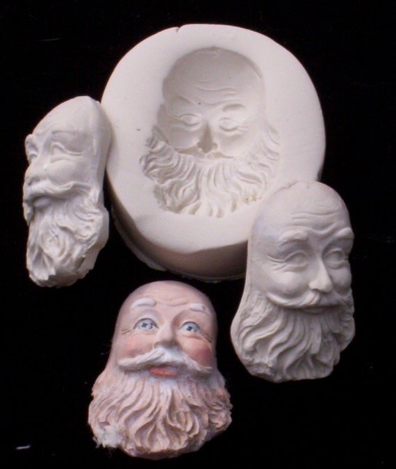 Items similar to SANTA FACE art doll polymer clay mold on Etsy