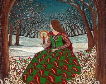 Solstice Queen 8x10 Fine Art Print Pagan Mythology Bohemian Yule Winter Solstice Goddess