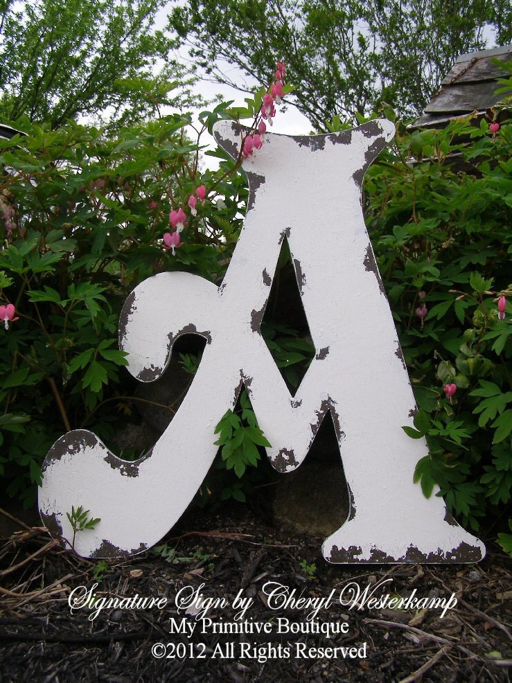 LARGE WOODEN LETTER A Wooden Cottage by MyPrimitiveBoutique