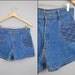 70s BRAIDED SHORTS / pocket Blue Denim wash High Waisted S/M