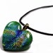 LARGE Rainbow Dichroic Art Glass Heart Pendant with Necklace