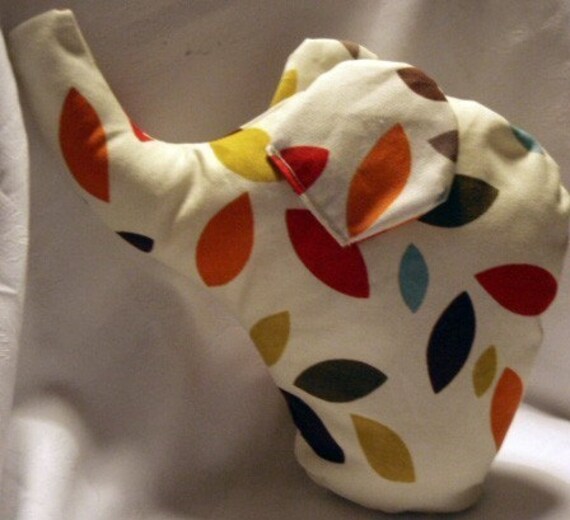 Elephant fabric doorstop leaf pattern