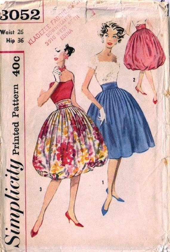 Misses 50s Balloon Bubble Skirt Pattern Size 14 by patternmania