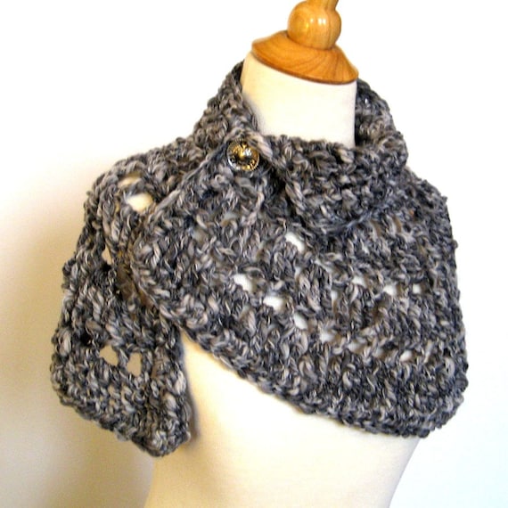 Parisian Gray Crocheted Wool Cape by KnittingGuru on Etsy