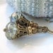 Free Shipping Earrings. Moss Gray Green Glass Golden Vintage Style Dangle Hawaiibeads