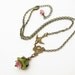 Necklace Flower Bird Chain Green Glass Rose AB Swarovski Crystals