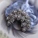 Vintage Brooch Bridal Hair Fascinator - Silver, Grey, Rhinestone, Feathers, Satin, Wedding, Special Occasion