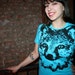 sale etsy, graphic tee, fox t-shirt, blue tee, fox tee, blue tshirt, womens fox clothing, fox tshirt, 1AEON Fox blue tee - women's XL