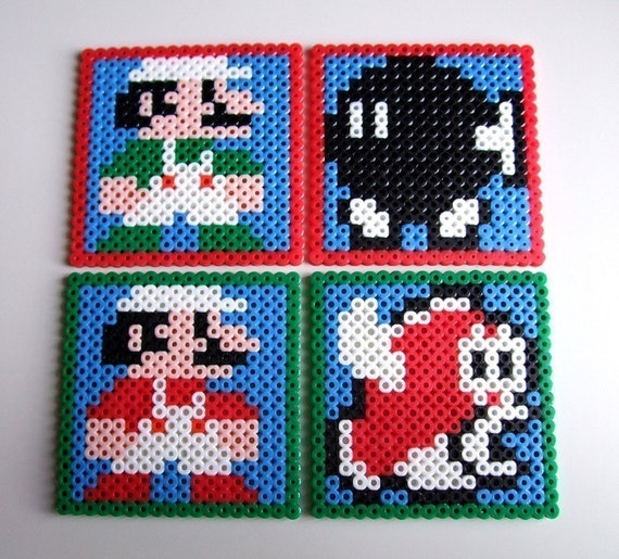 Mario Nintendo Coasters Perler Bead