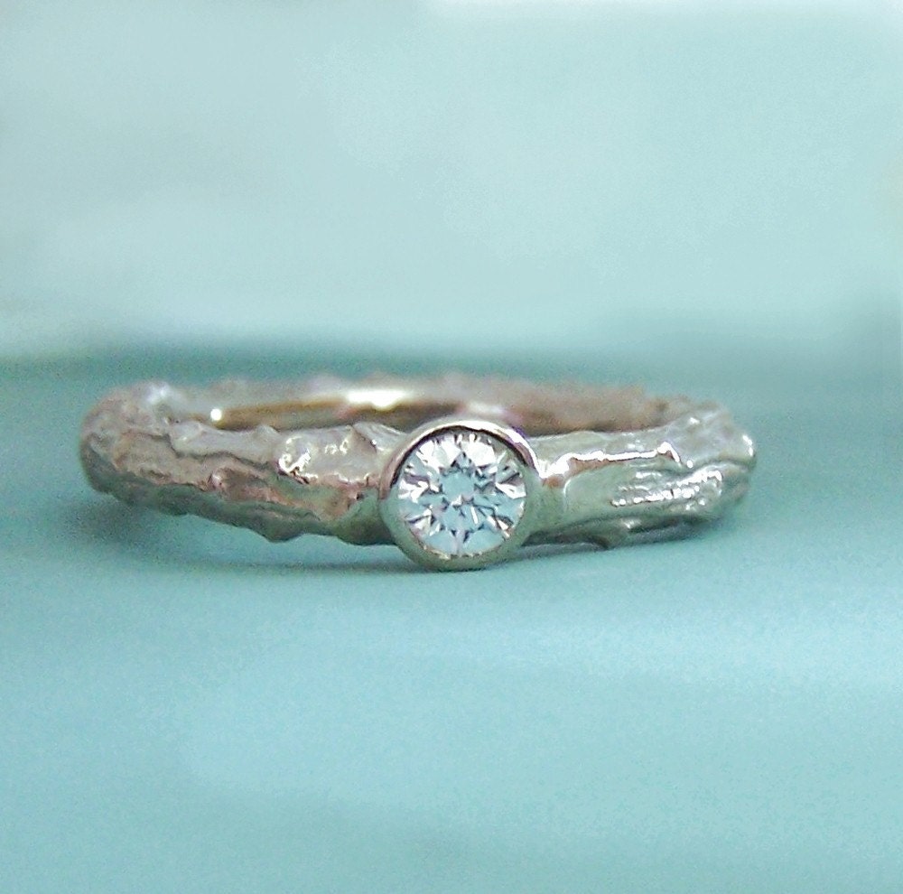 Twig Engagement Ring with Diamond in Recycled 14k Palladium