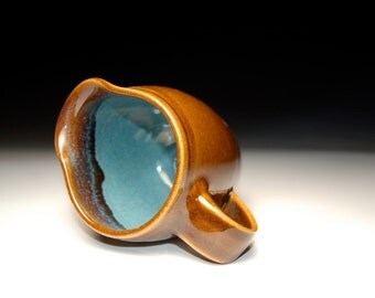 Hand-Thrown Creamer - Brown and Teal Pottery