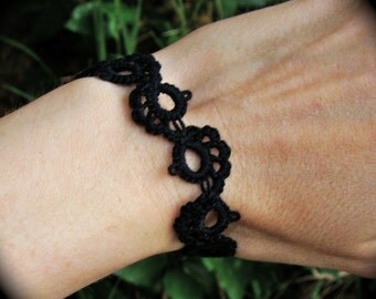 Tatted Lace Bracelet - Journey - Black
