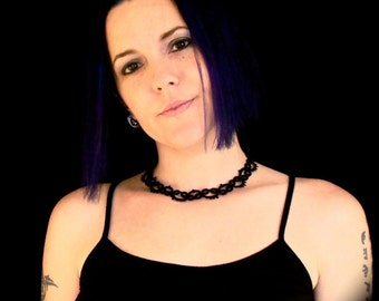 Tatted Lace Choker Necklace - Simple - Black