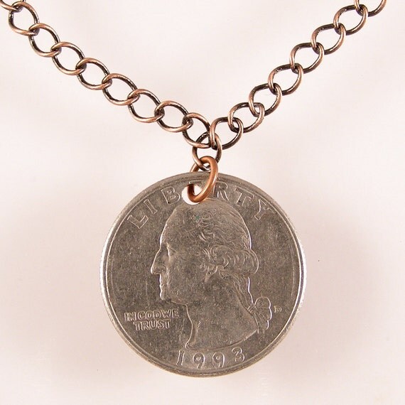 Custom Quarter Necklace Choose your year by XOHandworks on Etsy
