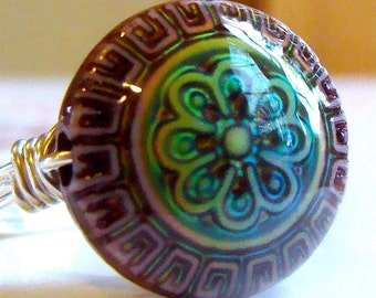 Mood Ring Color Changing Novelty Ring Wire Wrapped in Sterling Silver Cocktail Ring Statement Ring