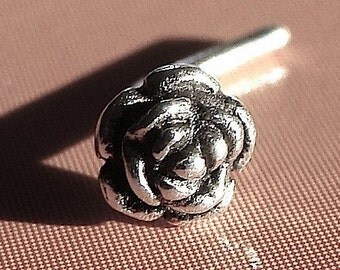 Rose Nose Stud Flower Nose Piercing Tiny Rose Flower Sterling Silver