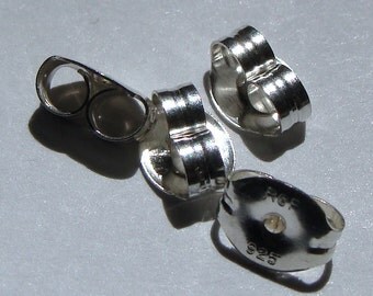 Solid 925 Sterling Silver Ear Nut Earring Back 2 pairs (4 pieces)
