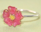 Pink Petunia Ring brass sterling silver and resin band