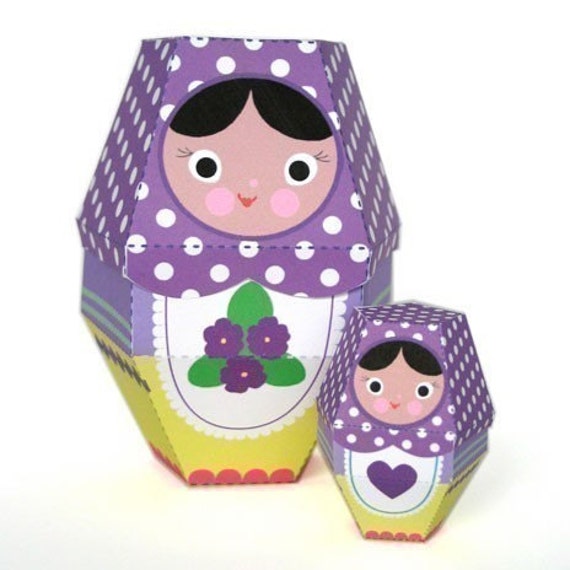 Violet Matryoshka Nesting Doll Printable Paper Craft PDF