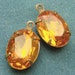 Golden Topaz, Vintage Rhinestone, Oval, 14mm, 10mm, Patina Brass Settings, One or Two Rings, Glass, Jewels, Onje Pair, Worldwide Shipping