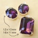 Amethyst. Vintage Rhinestone, Jewel, Set, Silver Settings, Octagon, Ovals, 16mm x 11mm, 12mm x 10mm, Worldwide Shipping