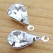Crystal, Vintage Rhinestone, Pear, Silver Settings, One Ring or Two Ring, 13mm, 7mm, Glass, Jewel, One Pair, International Shipping