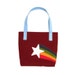 Retro Starburst Felt Appliqued Maroon Canvas Tote Bag Purse