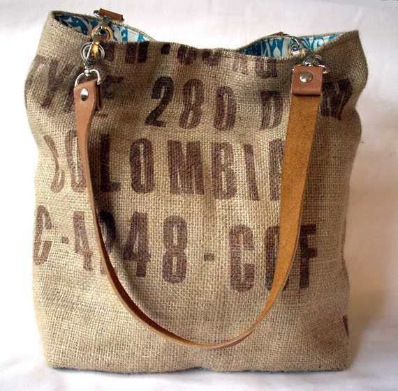 Coffee bean sack tote bag by sidneyann on Etsy