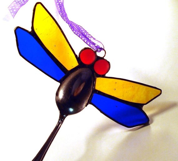 Stained Glass Spoon Dragonfly by Amy Keith Barney