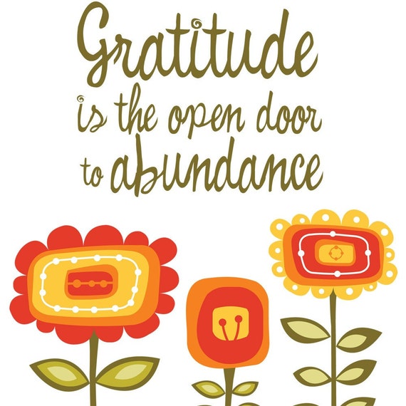 Gratitude is the open door to abundance print by valentinadesign