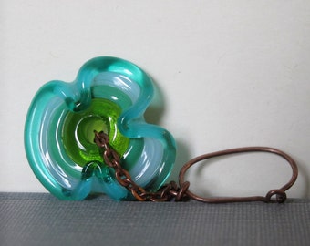 Glass Earrings, Ruffled Glass, Copper Earrings, Blue Green, Lampwork Glass, Oxidized Copper, Glass Jewelry, Copper Jewelry, Glass Discs