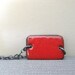 Red Enamel Necklace, Enameled Copper, Silver Chain, Chain Necklace, Red Rectangle, Geometric Jewelry, Silver Necklace