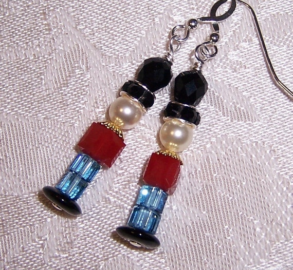 Nutcracker Toy Soldiers Earrings with Swarovski Crystal and