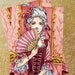 Art Postcard - Marie Antoinette, Rococo dress, Ruby hearts by Meredith Dillman