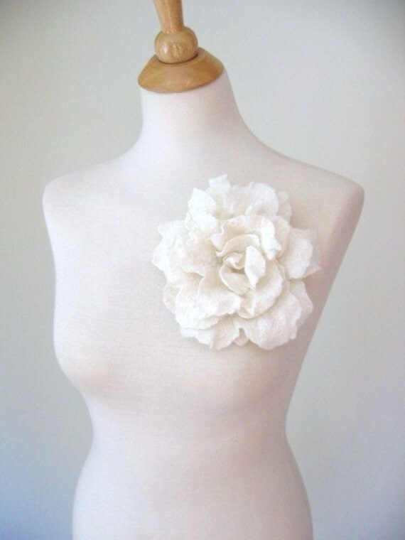 Felted Rose Pin . Large Flower Brooch