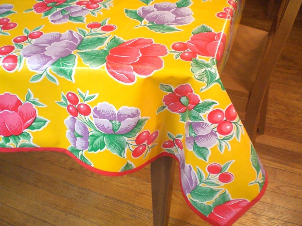 Rectangular and Oval Oilcloth Tablecloths for WIDE