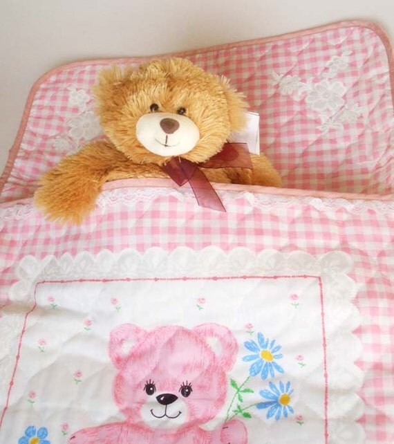 Items similar to Sweet Pink Teddy Bear Baby Blanket on Etsy