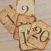 15 WEDDING TABLE NUMBERS 1-15 on Aged Paper